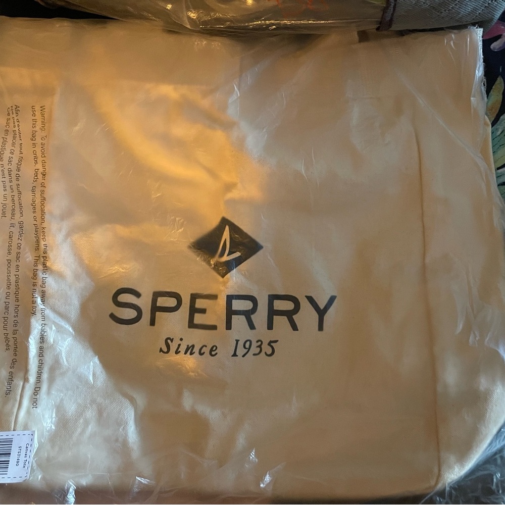 NIB SET OF 2-SPERRY CANVAS REUSABLE TOTES 19”x16”